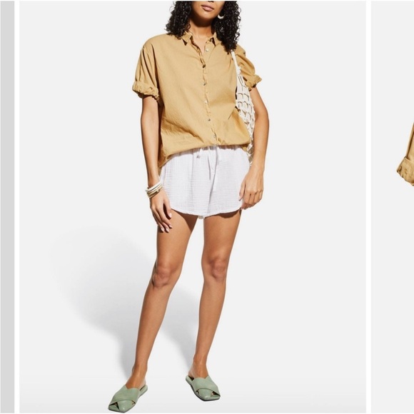 XiRENA Tops - Xirena Channing Short-Sleeve Button-Down Top in Safari size large
